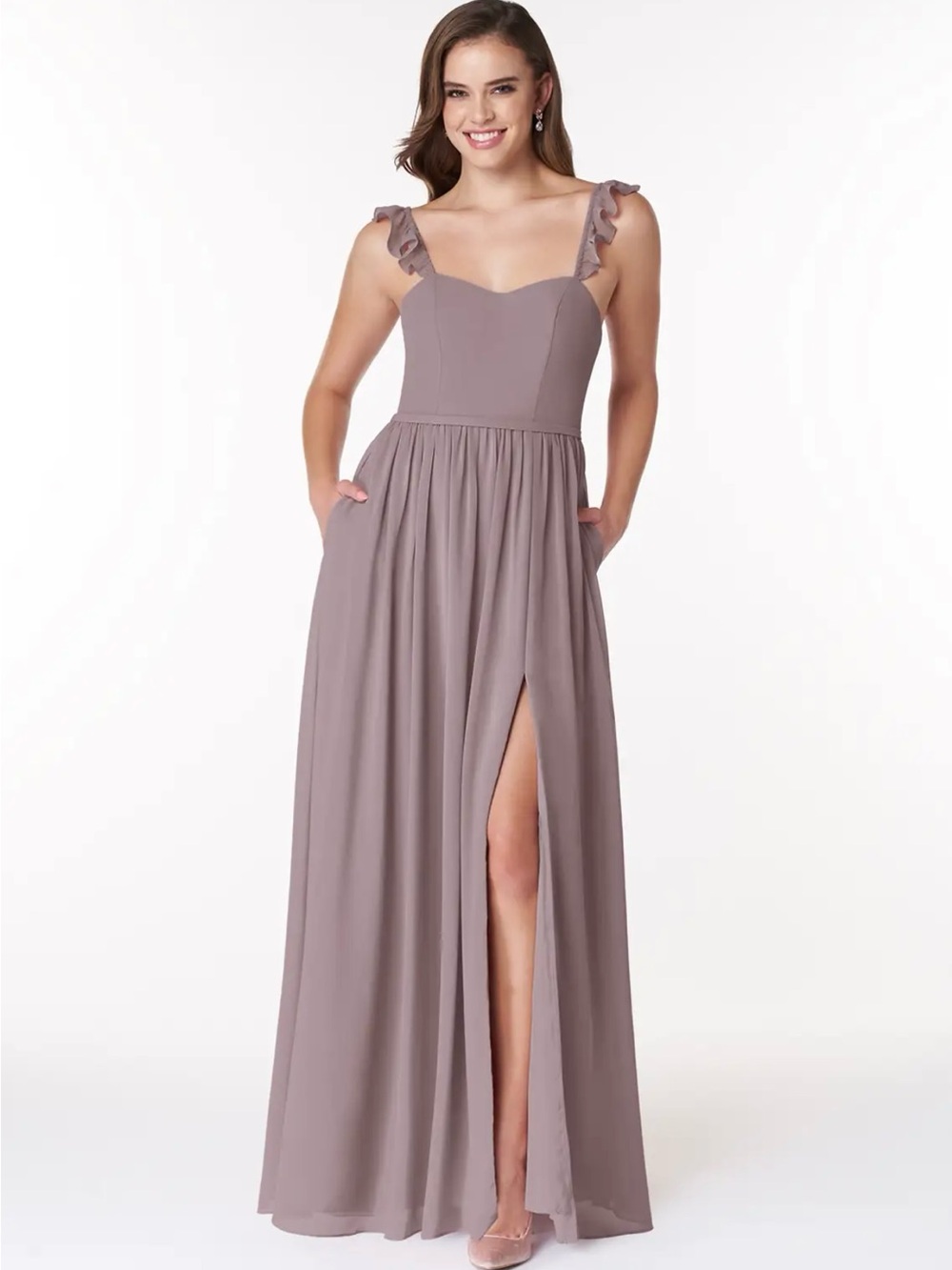 Azazie Metz Dusk A-line Sweetheart Ruched Chiffon Maxi Dress Size 4